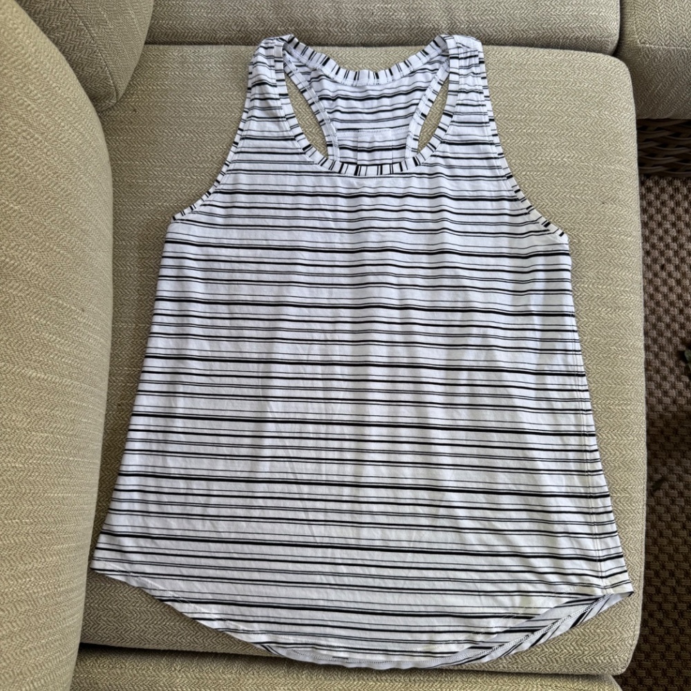 Lululemon Black and White Striped Tank